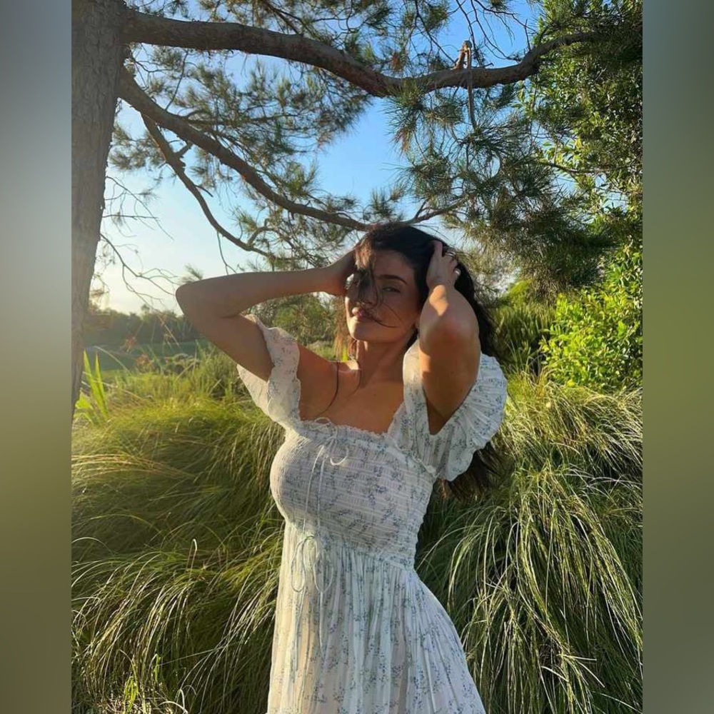 DÔEN Stanza Midi dress in Blanc Bluebell Ballad Large NWT seen on Kylie Jenner
